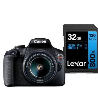 Imagem de Câmera Digital Canon EOS Rebel T7+ S18-55 IS II BR kit com Cartão de Memória Lexar Blue 32GB