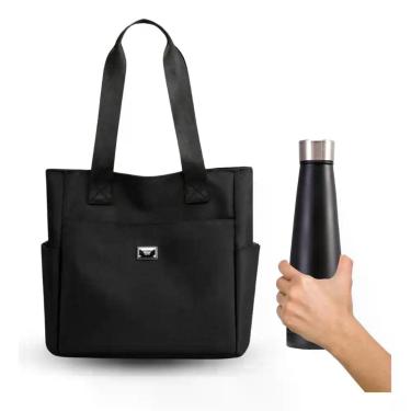 Imagem de Kit Garrafa E Bolsa Feminina Espaçosa Ombro Aço Luxo Resistente - Alwy