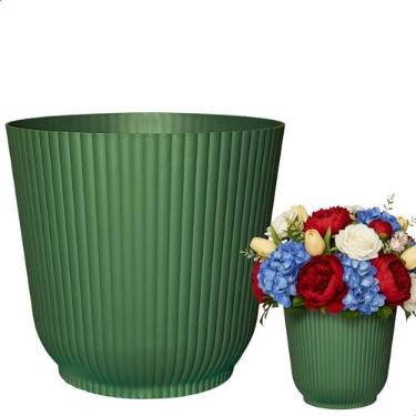 Imagem de Cachepot Talin Oliva 1,5L 14cm x 13cm de Polipropileno Duro e Resistente, Compativel com Sistema Autoirrigável - Vaso Decorativo Elegante para Plantas - Top Garden