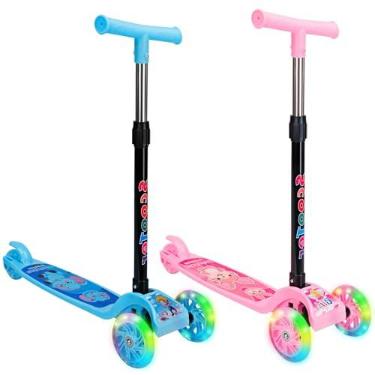 Imagem de HOLTTER, Patinete Infantil com LED 3 Rodas Azul e Rosa Patinete Infantil Dobrável com LED Freio Traseiro Patinete para Criança Menino e Menina Patinete Infantil Altura Ajustável (Rosa)