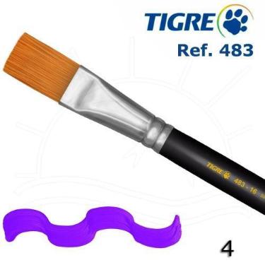 Imagem de Pincel Tigre 483 - Chato Sintético Dourado Acetinado, 04