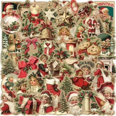 Imagem de Adesivos Retrô De Natal Do Papai Noel 50PCS, Desenhos Animados Fofos P