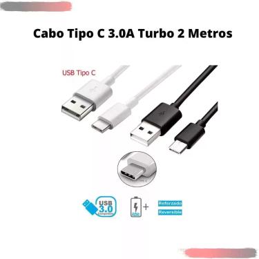 Imagem de Cabo Carregador Turbo com Dados Carga Usb Tipo C 2M Cor Branco - Hrebo