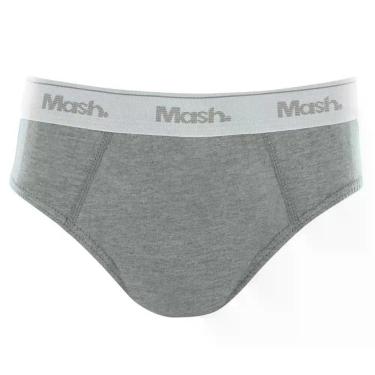 Imagem de Cueca Slip Mash Masculina Algodão Lisa Infantil, G, Cinza mescla claro