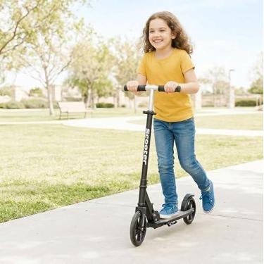 Imagem de Patinete Infantil Juvenil Dobrável com Freio Traseiro e Altura Ajustável | Para Crianças a Partir de 6 Anos | Suporta até 100kg | Leve e Seguro (preto)