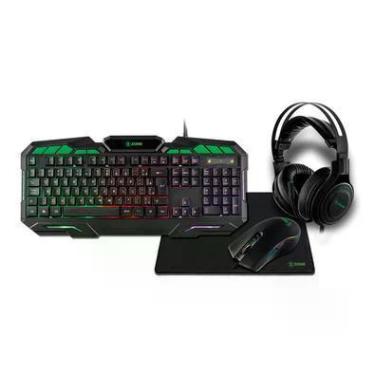 Imagem de Kit Gamer Teclado + Mouse + Headset + Mousepad Xzone Gtc-02, Abnt2, Preto, RGB