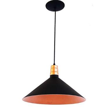 Imagem de Pendente Chapéu Grande Emalustres Preto/Cobre