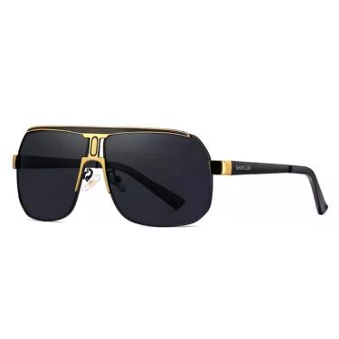 Imagem de Óculos De Sol Esportivo Masculino Condução Proteção Lente Polarizada Uv400 Dourado