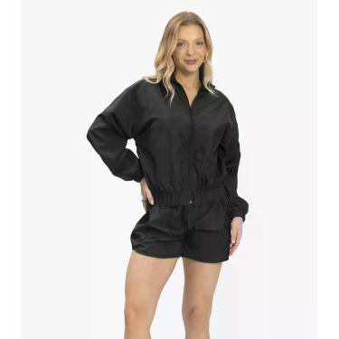 Imagem de Shorts Feminino Running Tecido Corta Vento Rovitex Preto, M, Preto