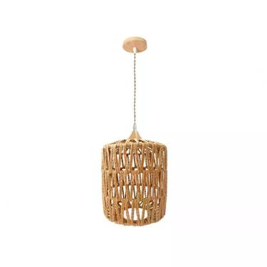 Imagem de Pendente Gili com 1 Lâmpada E-27 Até 60W em Sisal e Madeira Amadeirado GMH 17CM 20CM