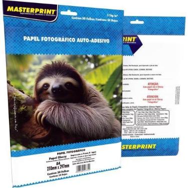 Imagem de Papel Fotográfico INKJET A4 GLOSSY 115G Autoadesivo Pacote com 50 Folh