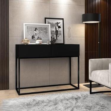 Imagem de Aparador Eros 90cm Comprimento Pés Em Metal Preto Móvel Preto