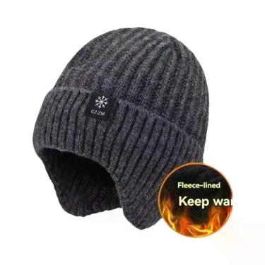 Imagem de Boné Masculino De Inverno Com Forro De Pelúcia Sintética, Gorro Quente