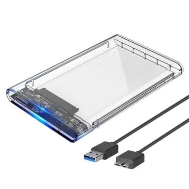 Imagem de Case para HD transparente, Usb 3.0, transmissão 6gbps, Sata 2.5", Hhd ou Ssd, Ecase-300
