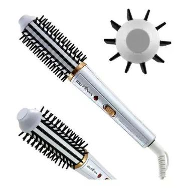 Imagem de Escova Modeladora Alisa E Modela Faz Cachos Britânia Bivolt, Branco, B