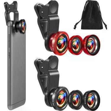 Imagem de Kit Lentes Smartphone Formato De Bolso - 3 em 1 Universal Olho De Peix