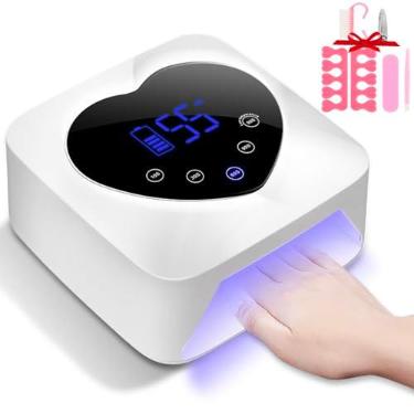 Imagem de Lâmpada de unhas LED UV sem fio 72W portátil para secador de unhas luz UV recarregável para esmalte de unhas de gel/acrílico, lâmpada de polimento de gel de cura rápida com sensor inteligente de 5