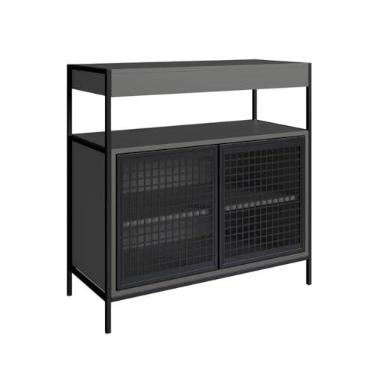 Imagem de Armário Gabinete de Banheiro 80cm Estilo Industrial com 2 Portas P1038 Preto/Grafite sem Cuba