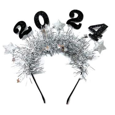 Imagem de Faixa de cabeça de festa feliz ano novo 2024 faixa de cabeça festa de ano novo DIY adereços cabine de fotos feliz ano novo decoração de festa estrela faixa de cabeça