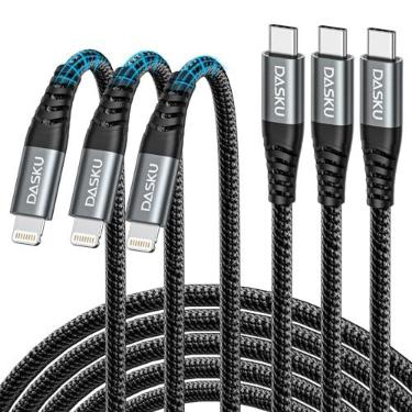 Imagem de Dasku Cabo USB C para Lightning, pacote com 3 3 m, [certificado MFi] iPhone 14 13 carregador rápido extralongo 3 m, cabo de carregamento tipo C compatível com iPhone 14 13 12 11 Pro Max Mini 8 Plus SE
