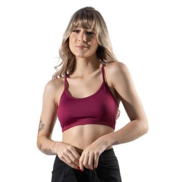 Imagem de Top Fitness Bella Fiore Nadador Feminino Alça Fina Academia, Vinho, M