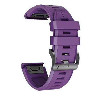 Imagem de DFAMIN Pulseiras de substituição de silicone para relógio inteligente para Garmin Fenix 7 7X 6 6X Pro 5X 5Plus 3HR 935 Pulseira 22 26mm Pulseira Quickfit (Cor: Roxo, Tamanho: 22mm de largura)