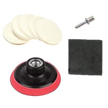 Imagem de Kit de polimento de para-brisa de 8 peças, 3 pol. de polimento de feltro, roda de vidro, adaptador de broca de reparo de arranhões para carro