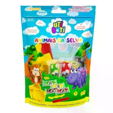 Imagem de Kit Massinha de Modelar Soft Completo Uti Guti Animais da Selva para Coordenação Motora e Percepção Soft