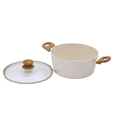 Imagem de Mimo Style, Caçarola em Aço Inox com Tampa de Vidro com Saída de Vapor Style Cook Mármol, 24 cm - Branco