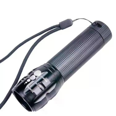 Imagem de Lanterna Tática Zoom e Strobo Zoom Ajustável 3 Estágios Resistente Água Quedas Preto