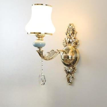 Imagem de Luminária de parede de cristal luxuosa em estilo europeu - Design moderno e simples para iluminação de cabeceira, corredor e ao lado da cama (Tipo A, uma lâmpada).