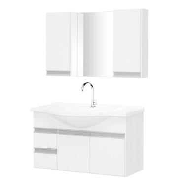 Imagem de Gabinete de Banheiro com Espelheira Kit Boa Vista 80cm - Boatto Móveis