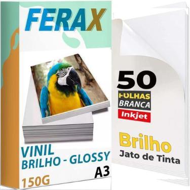 Imagem de Adesivos Vinil Semi Transparente Jato Tinta A4 - 50 Folhas - FERAX, Br
