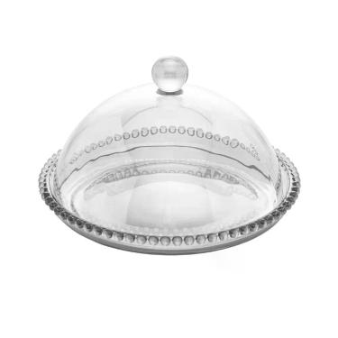 Imagem de Queijeira De Cristal Pearl 20cm Com Tampa Queijo Minas Frios Decoração
