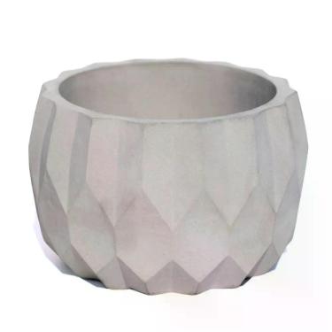 Imagem de Vaso Decorativo Losangos 9,5cm Cimento Artesanal Sala E Cozinha Cinza