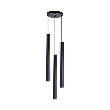 Imagem de Pendente Luminária Tubo Preto 40 Cm - Triplo