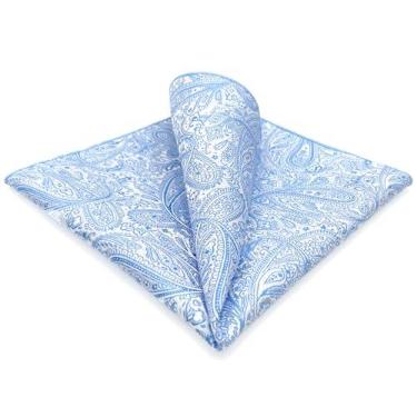 Imagem de S&W SHLAX&WING Lenço Paisley Azul Mens quadrado de bolso para Paletó de Seda