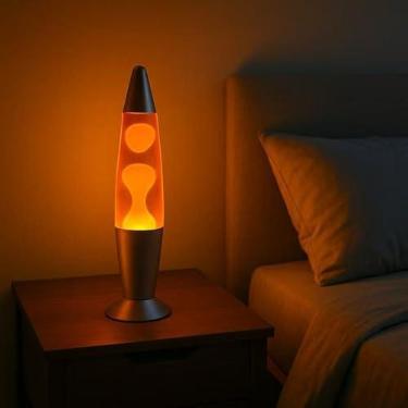 Imagem de Luminária De Mesa Lava Lamp Retrô Decorativa 7 Cores | Abajur Clássico com Efeito Bolhas 34cm 110V/220V – Luz Hipnotizante para Quarto e Sala (110v,Amarelo)