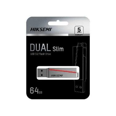 Imagem de Pen Drive Hiksemi Dual Slim Usb 3.2 Cinza HS-USB-E307C, 64GB