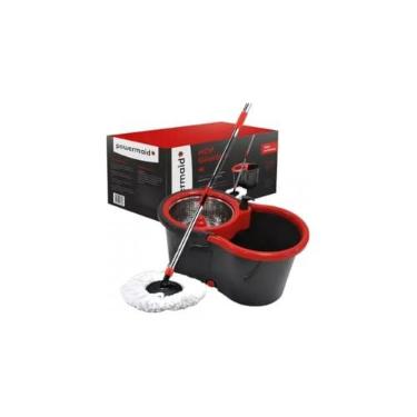 Imagem de Mop Giratório com Balde, 12L, Esfregão em Microfibra, Cabo Extensível 85-113cm, Cesta Giratória 180°, Kit Completo para Limpeza de Pisos