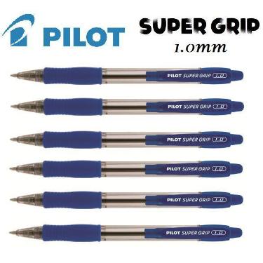 Imagem de Caneta Esferográfica Azul Pilot Super Grip 1.0 Kit com 6