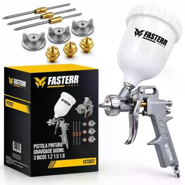Imagem de Pistola Pintura Gravidade 600ml 3 Bicos 1.2 1.5 1.8mm Profissional - F