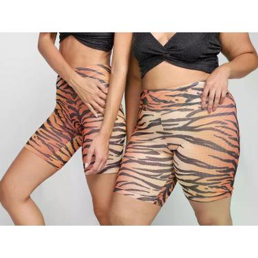Imagem de Short Biker Vista Magalu Tule Tigre, Laranja, G