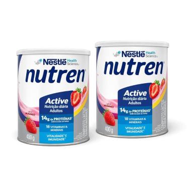 Imagem de Kit com 2 Nestlé Nutren Active Composto Lácteo Sabor Morango 400 g