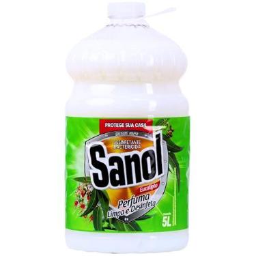 Imagem de Sanol Desinfetante Líquido Para Uso Geral Eucalipto 5 Litros Branco | Para pisos, azulejos, bancadas, louças sanitárias, ralos e lixeiras, combate maus odores e rende em grandes áreas