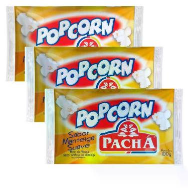 Imagem de Kit 3 Pipoca para Microondas Pop Corn Pachá Sabor Manteiga Suave 100g