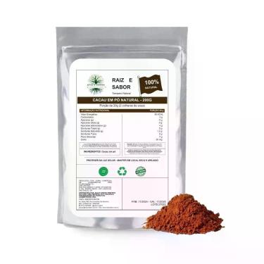 Imagem de Cacau em pó 200g, Raiz e Sabor Tempero Natural Sem Glúten, Produto Veg