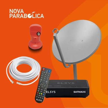 Imagem de Kit Nova Parabólica, Receptor Elsys Satmax + Antena Ku + Lnbf Simples