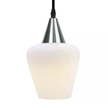 Imagem de Lustre Pendente Taschibra Monalisa Branco Leitoso E27 Bivolt Prata