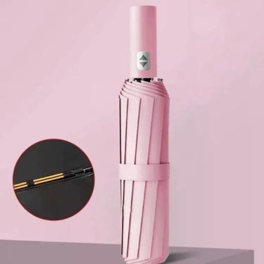 Imagem de Guarda Chuva Automático OEM Abre e Fecha Reforçado Contra Vento Proteção Solar Blackout 33 cm Rosa